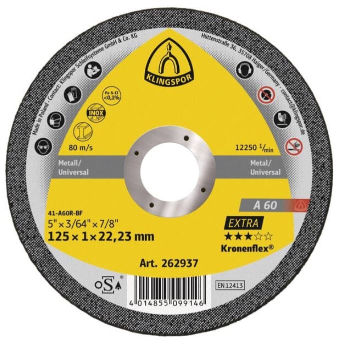 A 60 Extra Discos de corte finos Kronenflex 0,8 – 1,0 mm para Metal universal